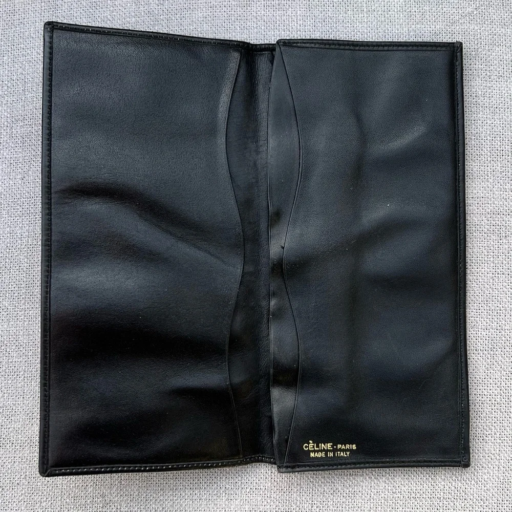 Celine Long Leather Wallet Black